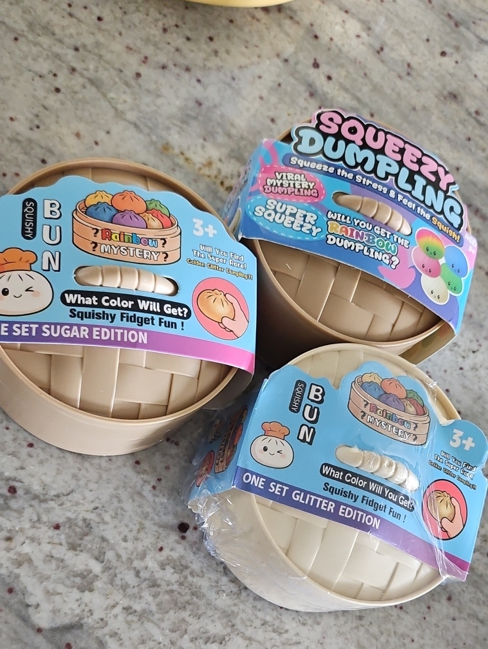 Squeezy Dumpling / Bun Squishy Fidget Set Of 3 New
